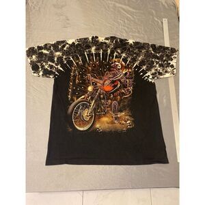 Survivors Shirt Mens XL Black Tie Dye Reaper Skull Biker Motorcycle Studded